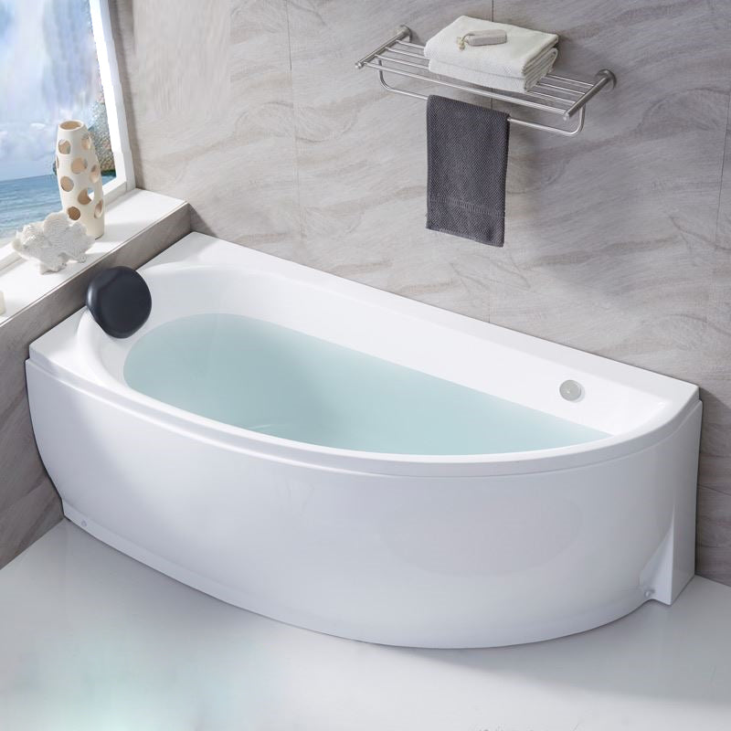 Modern Acrylic Bath Corner Soaking Back to Wall White Modern Bathtub Right Tub Clearhalo 'Bathroom Remodel & Bathroom Fixtures' 'Bathtubs' 'Home Improvement' 'home_improvement' 'home_improvement_bathtubs' 'Showers & Bathtubs' 7132737