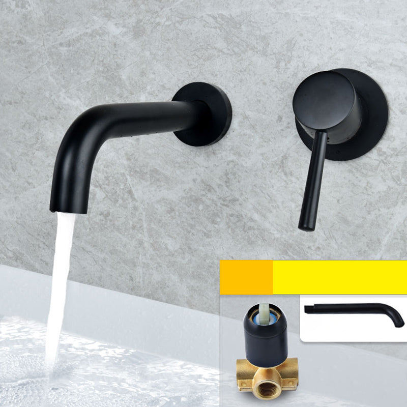 Wall Mounted Bronze Tub Filler Double Handles Bathtub Spout Tub Faucet Trim Black 8"L x 5"W Split-Body Valve Clearhalo 'Bathroom Remodel & Bathroom Fixtures' 'Bathroom Sink Faucets' 'Bathroom Sinks & Faucet Components' 'bathroom_sink_faucets' 'Home Improvement' 'home_improvement' 'home_improvement_bathroom_sink_faucets' 7132772