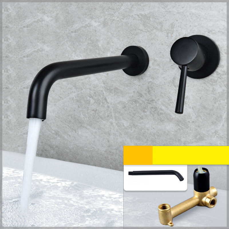 Wall Mounted Bronze Tub Filler Double Handles Bathtub Spout Tub Faucet Trim Black 10"L x 5"W Unibody Valve Clearhalo 'Bathroom Remodel & Bathroom Fixtures' 'Bathroom Sink Faucets' 'Bathroom Sinks & Faucet Components' 'bathroom_sink_faucets' 'Home Improvement' 'home_improvement' 'home_improvement_bathroom_sink_faucets' 7132774