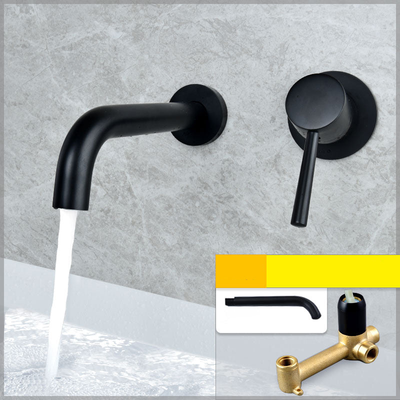 Wall Mounted Bronze Tub Filler Double Handles Bathtub Spout Tub Faucet Trim Black 8"L x 5"W Unibody Valve Clearhalo 'Bathroom Remodel & Bathroom Fixtures' 'Bathroom Sink Faucets' 'Bathroom Sinks & Faucet Components' 'bathroom_sink_faucets' 'Home Improvement' 'home_improvement' 'home_improvement_bathroom_sink_faucets' 7132775