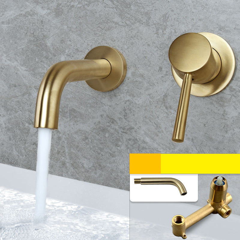 Wall Mounted Bronze Tub Filler Double Handles Bathtub Spout Tub Faucet Trim Dark Gold 6"L x 5"W Unibody Valve Clearhalo 'Bathroom Remodel & Bathroom Fixtures' 'Bathroom Sink Faucets' 'Bathroom Sinks & Faucet Components' 'bathroom_sink_faucets' 'Home Improvement' 'home_improvement' 'home_improvement_bathroom_sink_faucets' 7132784