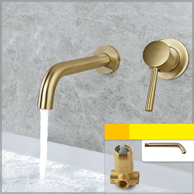Wall Mounted Bronze Tub Filler Double Handles Bathtub Spout Tub Faucet Trim Dark Gold 8"L x 5"W Split-Body Valve Clearhalo 'Bathroom Remodel & Bathroom Fixtures' 'Bathroom Sink Faucets' 'Bathroom Sinks & Faucet Components' 'bathroom_sink_faucets' 'Home Improvement' 'home_improvement' 'home_improvement_bathroom_sink_faucets' 7132789