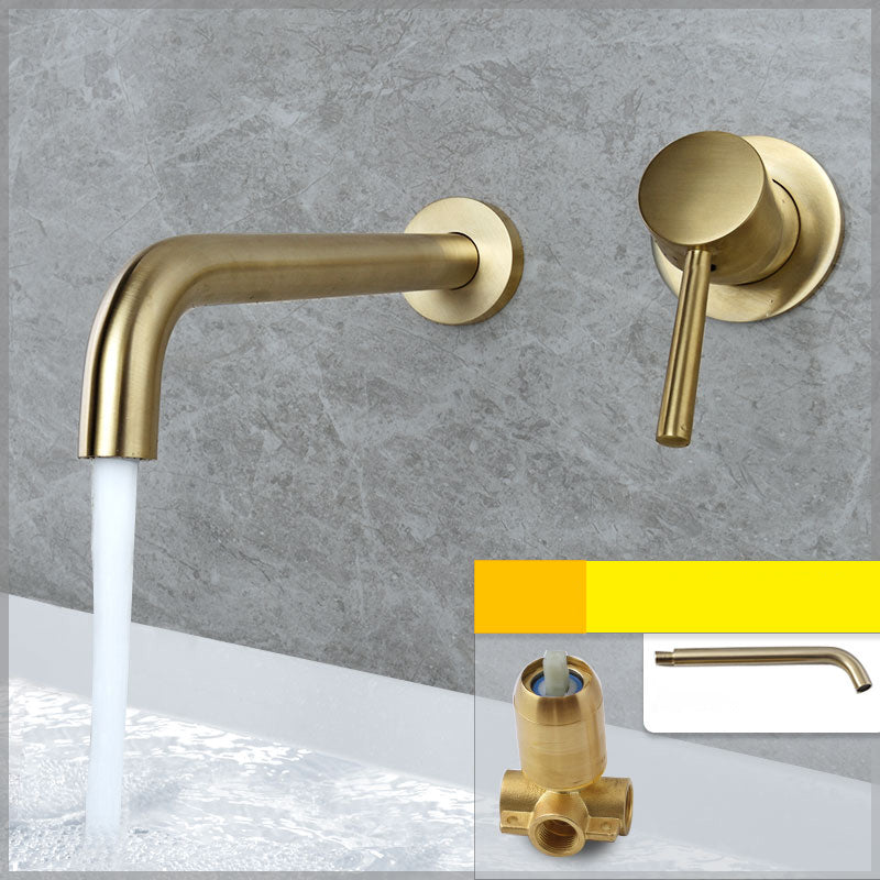 Wall Mounted Bronze Tub Filler Double Handles Bathtub Spout Tub Faucet Trim Dark Gold 10"L x 5"W Split-Body Valve Clearhalo 'Bathroom Remodel & Bathroom Fixtures' 'Bathroom Sink Faucets' 'Bathroom Sinks & Faucet Components' 'bathroom_sink_faucets' 'Home Improvement' 'home_improvement' 'home_improvement_bathroom_sink_faucets' 7132790