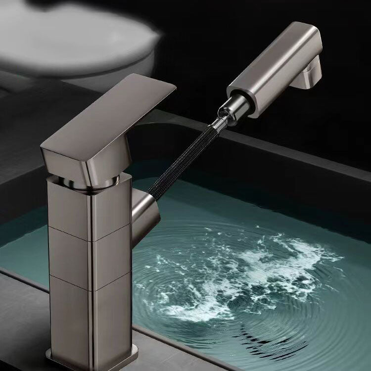 Bathroom Vessel Faucet Swivel Spout Single Handle Faucet with Pull down Sprayer Clearhalo 'Bathroom Remodel & Bathroom Fixtures' 'Bathroom Sink Faucets' 'Bathroom Sinks & Faucet Components' 'bathroom_sink_faucets' 'Home Improvement' 'home_improvement' 'home_improvement_bathroom_sink_faucets' 7132868