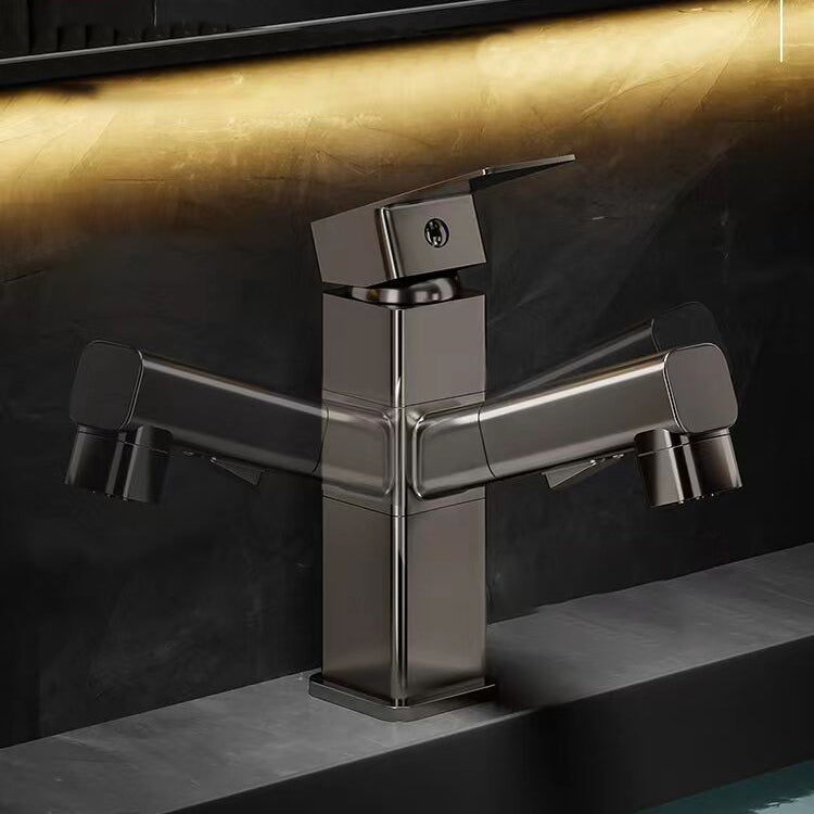 Bathroom Vessel Faucet Swivel Spout Single Handle Faucet with Pull down Sprayer Clearhalo 'Bathroom Remodel & Bathroom Fixtures' 'Bathroom Sink Faucets' 'Bathroom Sinks & Faucet Components' 'bathroom_sink_faucets' 'Home Improvement' 'home_improvement' 'home_improvement_bathroom_sink_faucets' 7132870