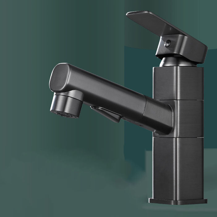 Bathroom Vessel Faucet Swivel Spout Single Handle Faucet with Pull down Sprayer Clearhalo 'Bathroom Remodel & Bathroom Fixtures' 'Bathroom Sink Faucets' 'Bathroom Sinks & Faucet Components' 'bathroom_sink_faucets' 'Home Improvement' 'home_improvement' 'home_improvement_bathroom_sink_faucets' 7132876