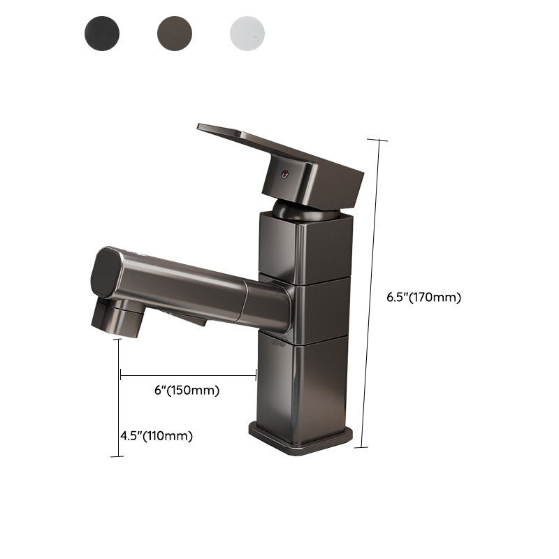 Bathroom Vessel Faucet Swivel Spout Single Handle Faucet with Pull down Sprayer Clearhalo 'Bathroom Remodel & Bathroom Fixtures' 'Bathroom Sink Faucets' 'Bathroom Sinks & Faucet Components' 'bathroom_sink_faucets' 'Home Improvement' 'home_improvement' 'home_improvement_bathroom_sink_faucets' 7132897