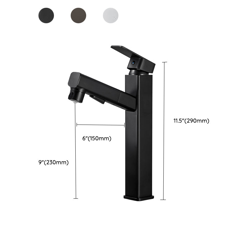 Bathroom Vessel Faucet Swivel Spout Single Handle Faucet with Pull down Sprayer Clearhalo 'Bathroom Remodel & Bathroom Fixtures' 'Bathroom Sink Faucets' 'Bathroom Sinks & Faucet Components' 'bathroom_sink_faucets' 'Home Improvement' 'home_improvement' 'home_improvement_bathroom_sink_faucets' 7132900