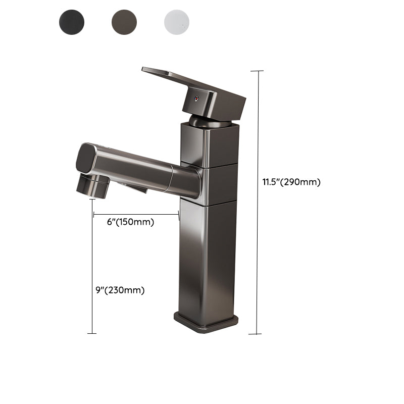 Bathroom Vessel Faucet Swivel Spout Single Handle Faucet with Pull down Sprayer Clearhalo 'Bathroom Remodel & Bathroom Fixtures' 'Bathroom Sink Faucets' 'Bathroom Sinks & Faucet Components' 'bathroom_sink_faucets' 'Home Improvement' 'home_improvement' 'home_improvement_bathroom_sink_faucets' 7132901