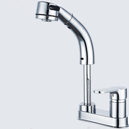 Modern Vessel Sink Bathroom Faucet Swivel Spout 2 Hole Faucets with Pull down Sprayer Cromo Clearhalo 'bathroom_sink_faucets' 'Conjunta de Baño y Conjunta de Grifo' 'Coronamiento de Baño y Dispositivo de Baño' 'Grifo del lavabo del baño' 'Hogar' 'home_improvement' 'home_improvement_bathroom_sink_faucets' 'Mejoras para el hogar' 7132906