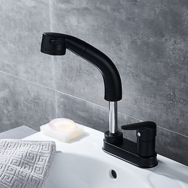 Modern Vessel Sink Bathroom Faucet Swivel Spout 2 Hole Faucets with Pull down Sprayer Clearhalo 'bathroom_sink_faucets' 'Conjunta de Baño y Conjunta de Grifo' 'Coronamiento de Baño y Dispositivo de Baño' 'Grifo del lavabo del baño' 'Hogar' 'home_improvement' 'home_improvement_bathroom_sink_faucets' 'Mejoras para el hogar' 7132909