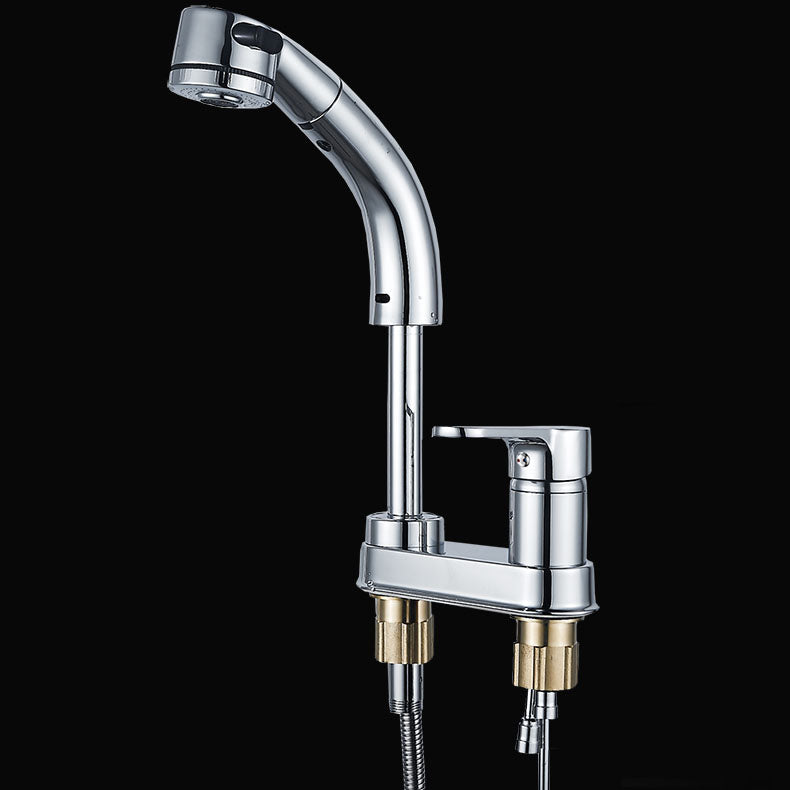 Modern Vessel Sink Bathroom Faucet Swivel Spout 2 Hole Faucets with Pull down Sprayer Clearhalo 'bathroom_sink_faucets' 'Conjunta de Baño y Conjunta de Grifo' 'Coronamiento de Baño y Dispositivo de Baño' 'Grifo del lavabo del baño' 'Hogar' 'home_improvement' 'home_improvement_bathroom_sink_faucets' 'Mejoras para el hogar' 7132912