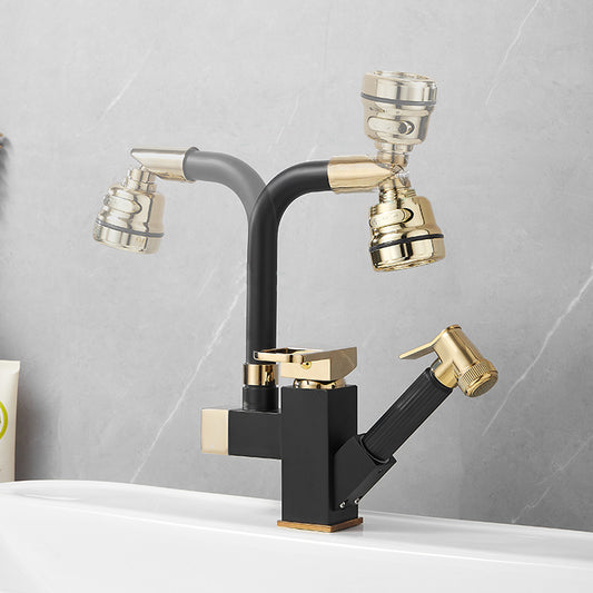 Luxury Vessel Sink Faucet Single Handle Swivel Spout with Side Spray Clearhalo 'Bathroom Remodel & Bathroom Fixtures' 'Bathroom Sink Faucets' 'Bathroom Sinks & Faucet Components' 'bathroom_sink_faucets' 'Home Improvement' 'home_improvement' 'home_improvement_bathroom_sink_faucets' 7132949