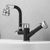 Luxury Vessel Sink Faucet Single Handle Swivel Spout with Side Spray Black/ Silver 10.6" Round Clearhalo 'Bathroom Remodel & Bathroom Fixtures' 'Bathroom Sink Faucets' 'Bathroom Sinks & Faucet Components' 'bathroom_sink_faucets' 'Home Improvement' 'home_improvement' 'home_improvement_bathroom_sink_faucets' 7132956