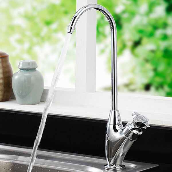 Gooseneck Kitchen Sink Faucet Swivel Spout Drinking Water Dispenser Silver Clearhalo 'Home Improvement' 'home_improvement' 'home_improvement_kitchen_faucets' 'Kitchen Faucets' 'Kitchen Remodel & Kitchen Fixtures' 'Kitchen Sinks & Faucet Components' 'kitchen_faucets' 7132967