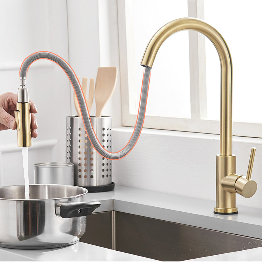 Kitchen Bar Faucet Swivel Spout Gooseneck Touch Sensor Faucet with Pull Down Sprayer Clearhalo 'Home Improvement' 'home_improvement' 'home_improvement_kitchen_faucets' 'Kitchen Faucets' 'Kitchen Remodel & Kitchen Fixtures' 'Kitchen Sinks & Faucet Components' 'kitchen_faucets' 7132978