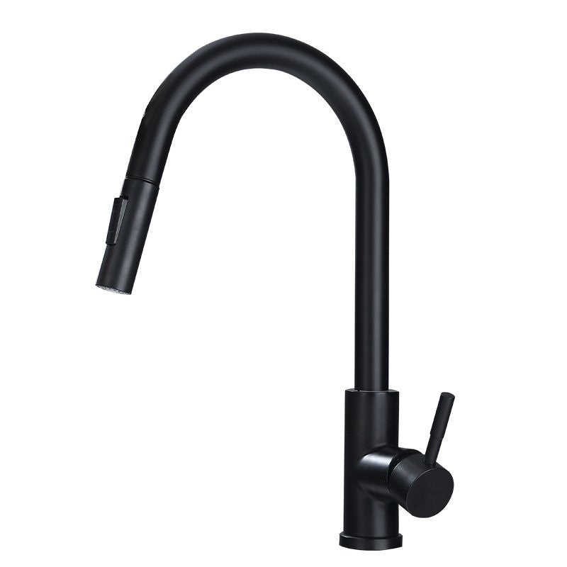 Kitchen Bar Faucet Swivel Spout Gooseneck Touch Sensor Faucet with Pull Down Sprayer Clearhalo 'Home Improvement' 'home_improvement' 'home_improvement_kitchen_faucets' 'Kitchen Faucets' 'Kitchen Remodel & Kitchen Fixtures' 'Kitchen Sinks & Faucet Components' 'kitchen_faucets' 7132979