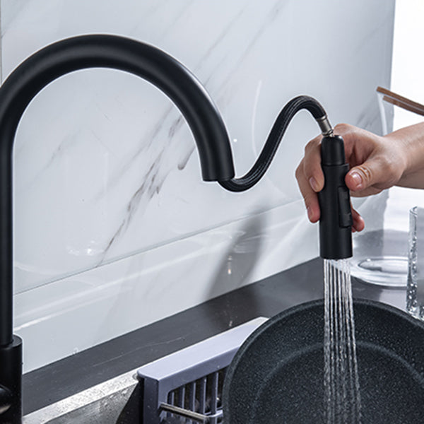 Kitchen Bar Faucet Swivel Spout Gooseneck Touch Sensor Faucet with Pull Down Sprayer Clearhalo 'Home Improvement' 'home_improvement' 'home_improvement_kitchen_faucets' 'Kitchen Faucets' 'Kitchen Remodel & Kitchen Fixtures' 'Kitchen Sinks & Faucet Components' 'kitchen_faucets' 7132983