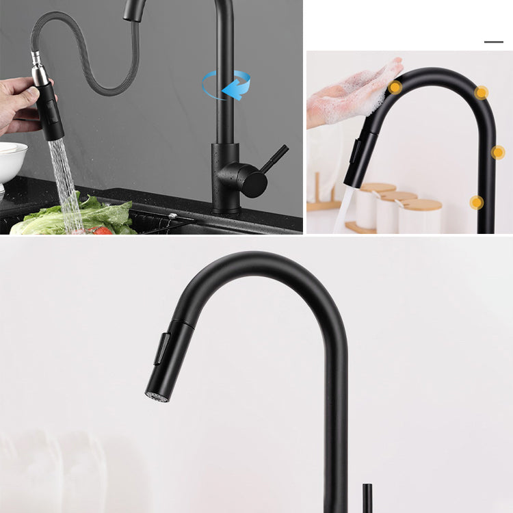Kitchen Bar Faucet Swivel Spout Gooseneck Touch Sensor Faucet with Pull Down Sprayer Clearhalo 'Home Improvement' 'home_improvement' 'home_improvement_kitchen_faucets' 'Kitchen Faucets' 'Kitchen Remodel & Kitchen Fixtures' 'Kitchen Sinks & Faucet Components' 'kitchen_faucets' 7132985