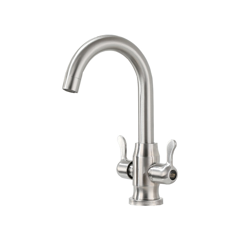 Kitchen Sink Faucet Swivel Spout Double Handle High Arch Kitchen Faucet Elbow Outlet Wide Faucet Clearhalo 'Home Improvement' 'home_improvement' 'home_improvement_kitchen_faucets' 'Kitchen Faucets' 'Kitchen Remodel & Kitchen Fixtures' 'Kitchen Sinks & Faucet Components' 'kitchen_faucets' 7133051