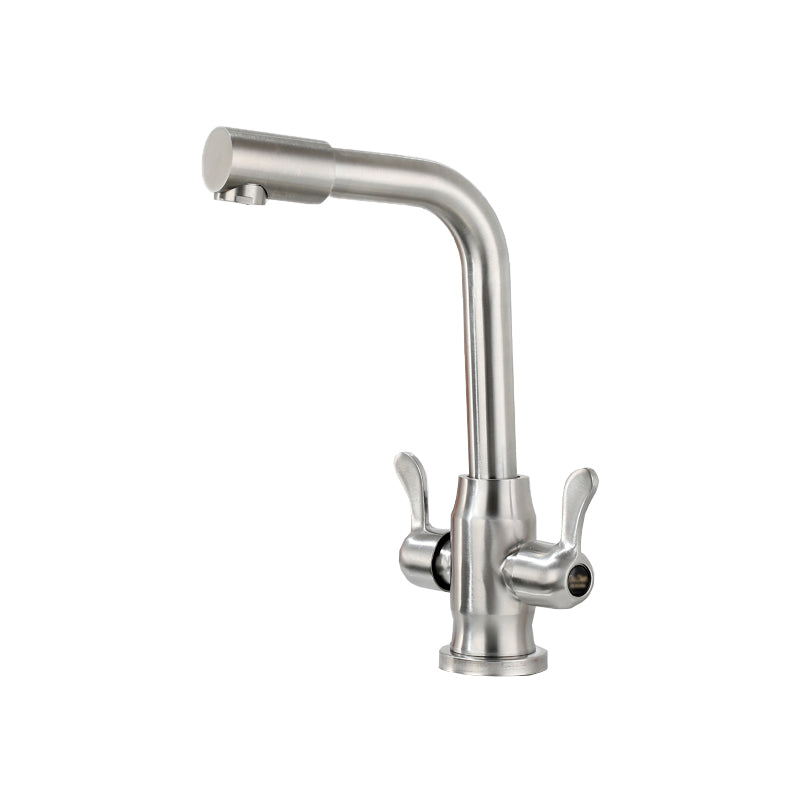 Kitchen Sink Faucet Swivel Spout Double Handle High Arch Kitchen Faucet Swivel Faucet Wide Faucet Clearhalo 'Home Improvement' 'home_improvement' 'home_improvement_kitchen_faucets' 'Kitchen Faucets' 'Kitchen Remodel & Kitchen Fixtures' 'Kitchen Sinks & Faucet Components' 'kitchen_faucets' 7133056