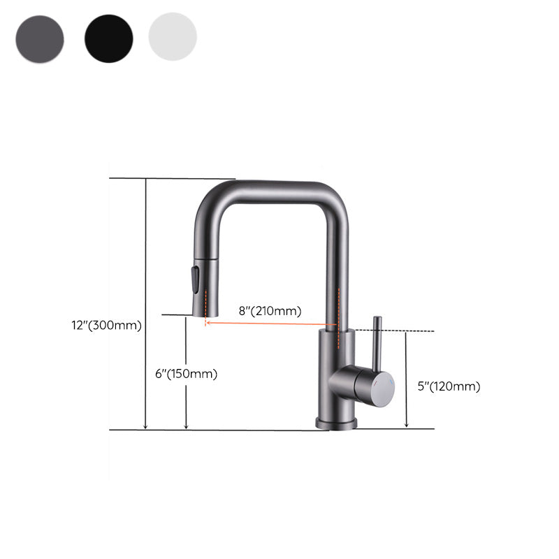 Kitchen Faucet Lever Handle Pull-out Single Hole Brass Faucet Clearhalo 'Home Improvement' 'home_improvement' 'home_improvement_kitchen_faucets' 'Kitchen Faucets' 'Kitchen Remodel & Kitchen Fixtures' 'Kitchen Sinks & Faucet Components' 'kitchen_faucets' 7133111