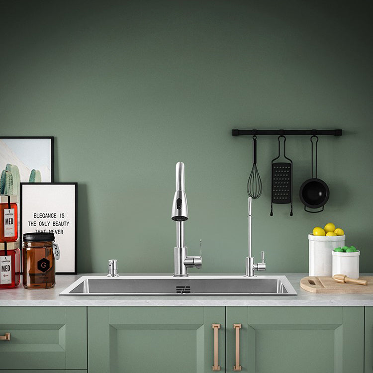 Modern Style Kitchen Sink Overflow Hole Design Drop-In Kitchen Sink with Soundproofing Clearhalo 'Home Improvement' 'home_improvement' 'home_improvement_kitchen_sinks' 'Kitchen Remodel & Kitchen Fixtures' 'Kitchen Sinks & Faucet Components' 'Kitchen Sinks' 'kitchen_sinks' 7133455