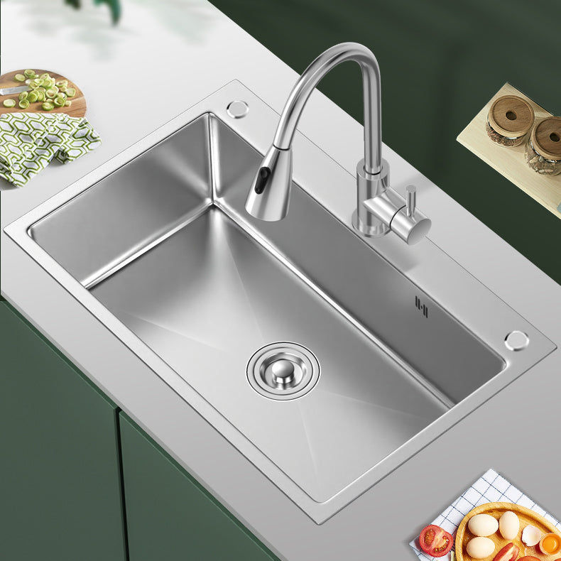 Modern Style Kitchen Sink Overflow Hole Design Drop-In Kitchen Sink with Soundproofing Clearhalo 'Home Improvement' 'home_improvement' 'home_improvement_kitchen_sinks' 'Kitchen Remodel & Kitchen Fixtures' 'Kitchen Sinks & Faucet Components' 'Kitchen Sinks' 'kitchen_sinks' 7133461