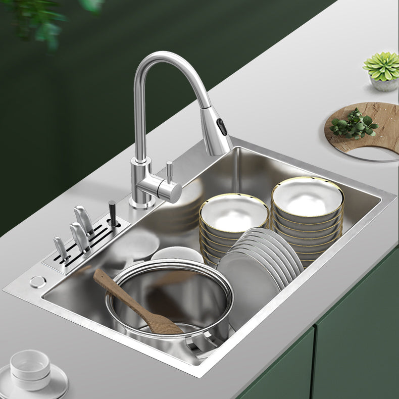Modern Style Kitchen Sink Overflow Hole Design Drop-In Kitchen Sink with Soundproofing Clearhalo 'Home Improvement' 'home_improvement' 'home_improvement_kitchen_sinks' 'Kitchen Remodel & Kitchen Fixtures' 'Kitchen Sinks & Faucet Components' 'Kitchen Sinks' 'kitchen_sinks' 7133462