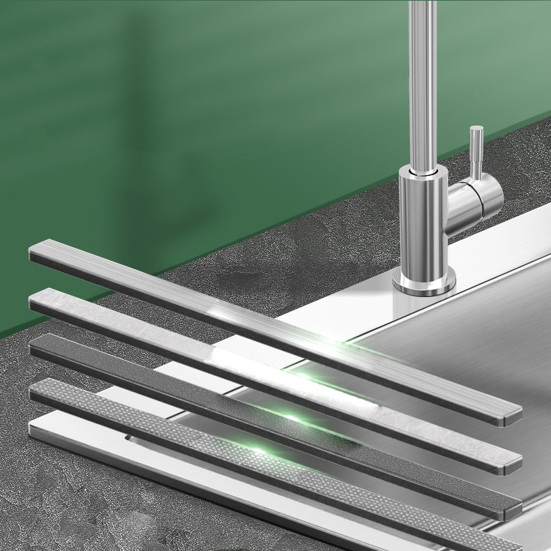 Modern Style Kitchen Sink Overflow Hole Design Drop-In Kitchen Sink with Soundproofing Clearhalo 'Home Improvement' 'home_improvement' 'home_improvement_kitchen_sinks' 'Kitchen Remodel & Kitchen Fixtures' 'Kitchen Sinks & Faucet Components' 'Kitchen Sinks' 'kitchen_sinks' 7133463