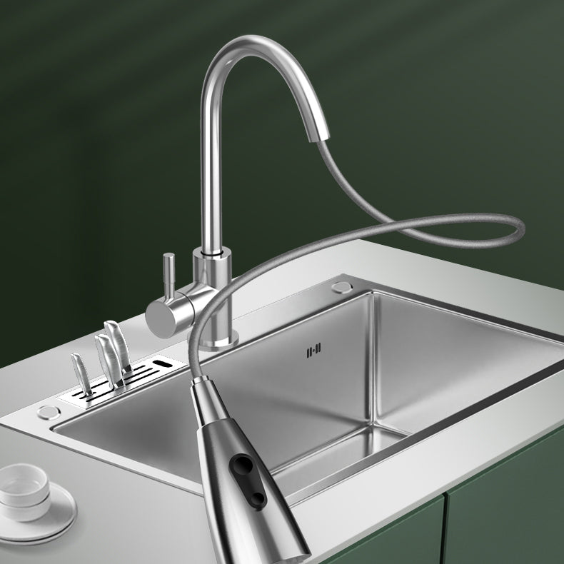 Modern Style Kitchen Sink Overflow Hole Design Drop-In Kitchen Sink with Soundproofing Clearhalo 'Home Improvement' 'home_improvement' 'home_improvement_kitchen_sinks' 'Kitchen Remodel & Kitchen Fixtures' 'Kitchen Sinks & Faucet Components' 'Kitchen Sinks' 'kitchen_sinks' 7133465