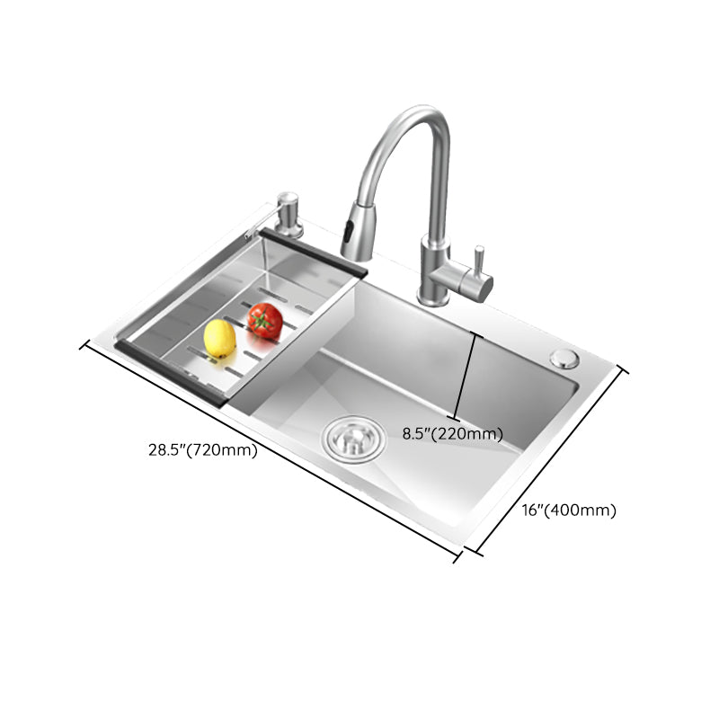 Modern Style Kitchen Sink Overflow Hole Design Drop-In Kitchen Sink with Soundproofing Clearhalo 'Home Improvement' 'home_improvement' 'home_improvement_kitchen_sinks' 'Kitchen Remodel & Kitchen Fixtures' 'Kitchen Sinks & Faucet Components' 'Kitchen Sinks' 'kitchen_sinks' 7133468