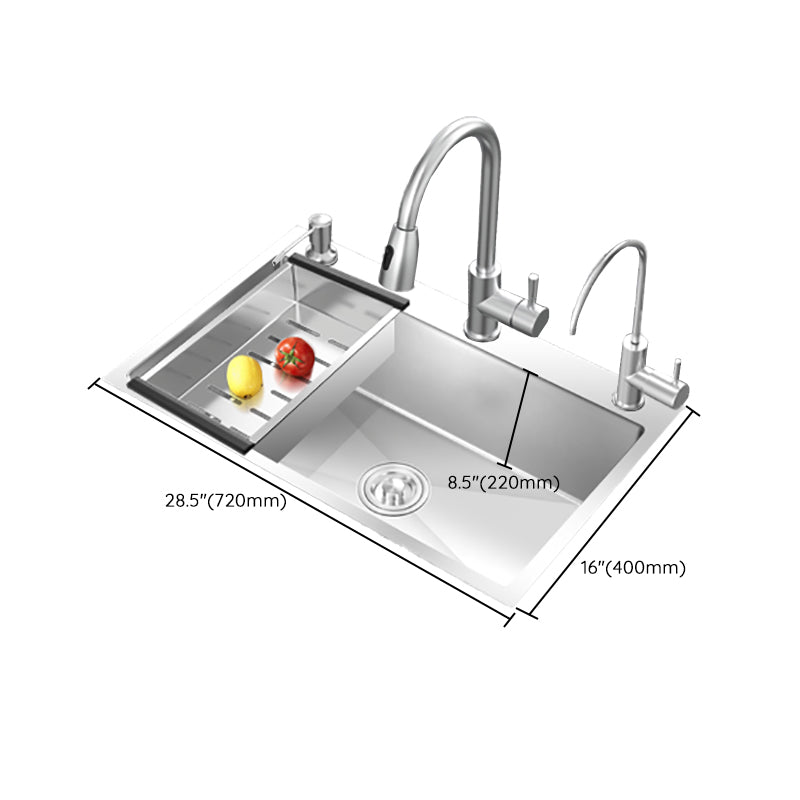 Modern Style Kitchen Sink Overflow Hole Design Drop-In Kitchen Sink with Soundproofing Clearhalo 'Home Improvement' 'home_improvement' 'home_improvement_kitchen_sinks' 'Kitchen Remodel & Kitchen Fixtures' 'Kitchen Sinks & Faucet Components' 'Kitchen Sinks' 'kitchen_sinks' 7133469