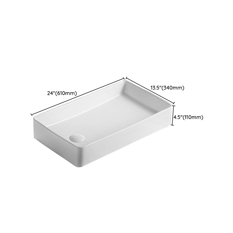 Traditional Vessel Bathroom Sink Rectangular Porcelain with Pop-Up Drain Vessel Clearhalo 'Bathroom Remodel & Bathroom Fixtures' 'Bathroom Sinks & Faucet Components' 'Bathroom Sinks' 'bathroom_sink' 'Home Improvement' 'home_improvement' 'home_improvement_bathroom_sink' 7133544