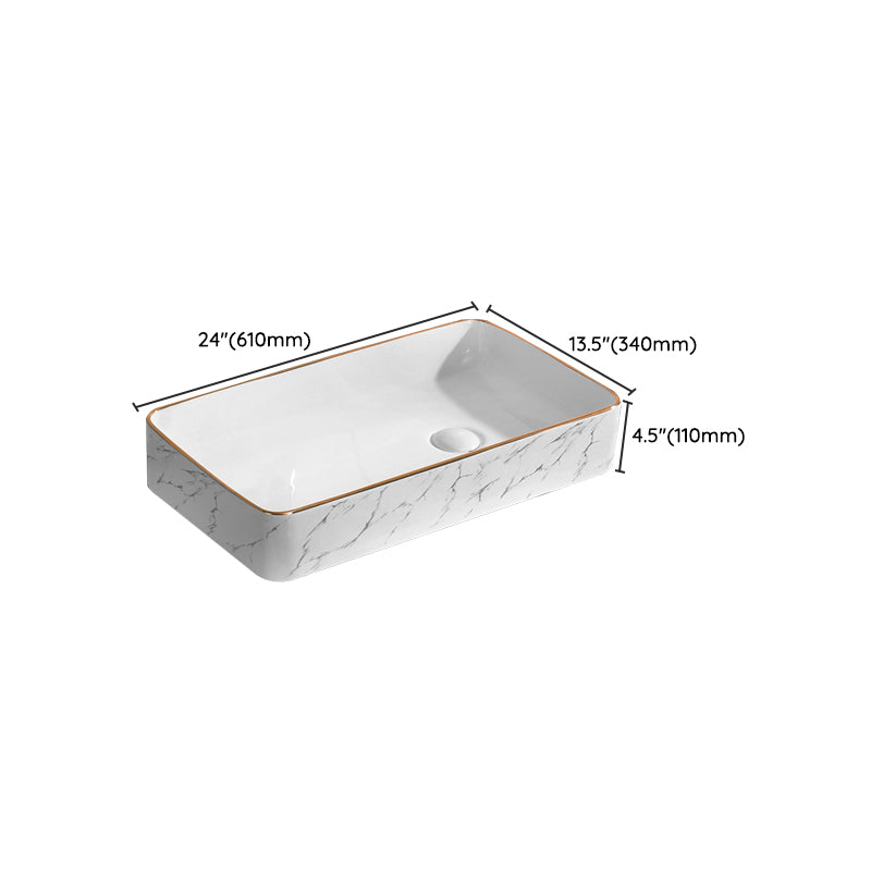 Traditional Vessel Bathroom Sink Rectangular Porcelain with Pop-Up Drain Vessel Clearhalo 'Bathroom Remodel & Bathroom Fixtures' 'Bathroom Sinks & Faucet Components' 'Bathroom Sinks' 'bathroom_sink' 'Home Improvement' 'home_improvement' 'home_improvement_bathroom_sink' 7133545