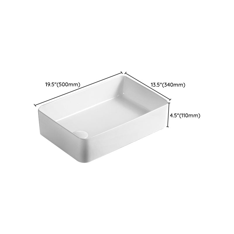 Traditional Vessel Bathroom Sink Rectangular Porcelain with Pop-Up Drain Vessel Clearhalo 'Bathroom Remodel & Bathroom Fixtures' 'Bathroom Sinks & Faucet Components' 'Bathroom Sinks' 'bathroom_sink' 'Home Improvement' 'home_improvement' 'home_improvement_bathroom_sink' 7133546