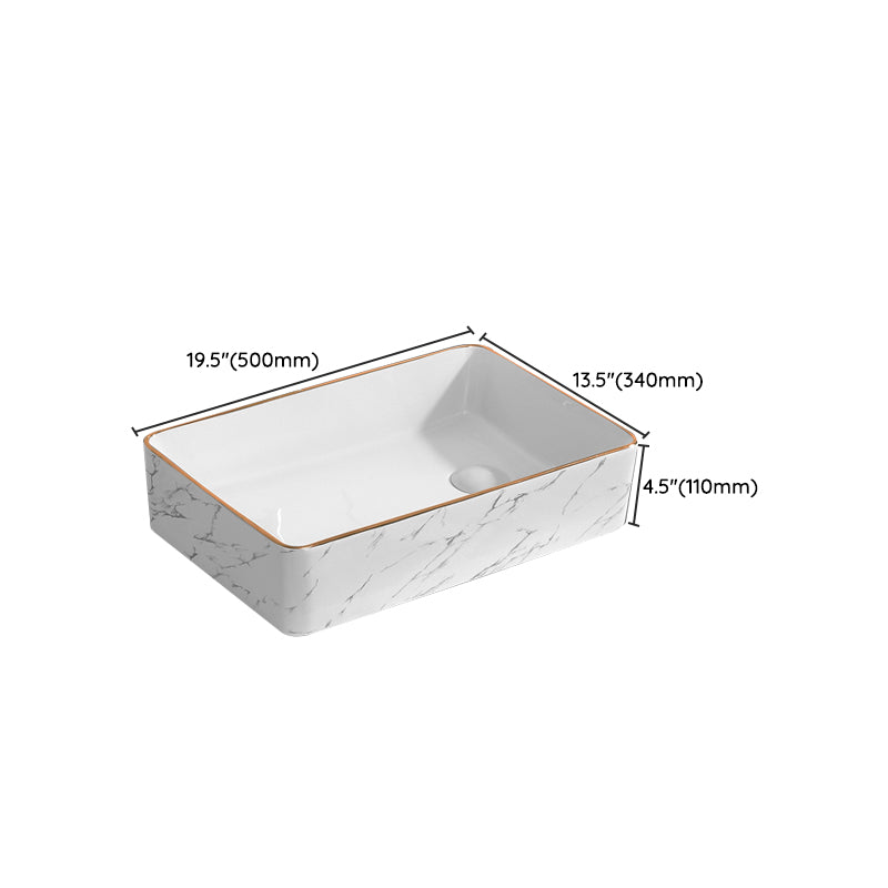 Traditional Vessel Bathroom Sink Rectangular Porcelain with Pop-Up Drain Vessel Clearhalo 'Bathroom Remodel & Bathroom Fixtures' 'Bathroom Sinks & Faucet Components' 'Bathroom Sinks' 'bathroom_sink' 'Home Improvement' 'home_improvement' 'home_improvement_bathroom_sink' 7133547