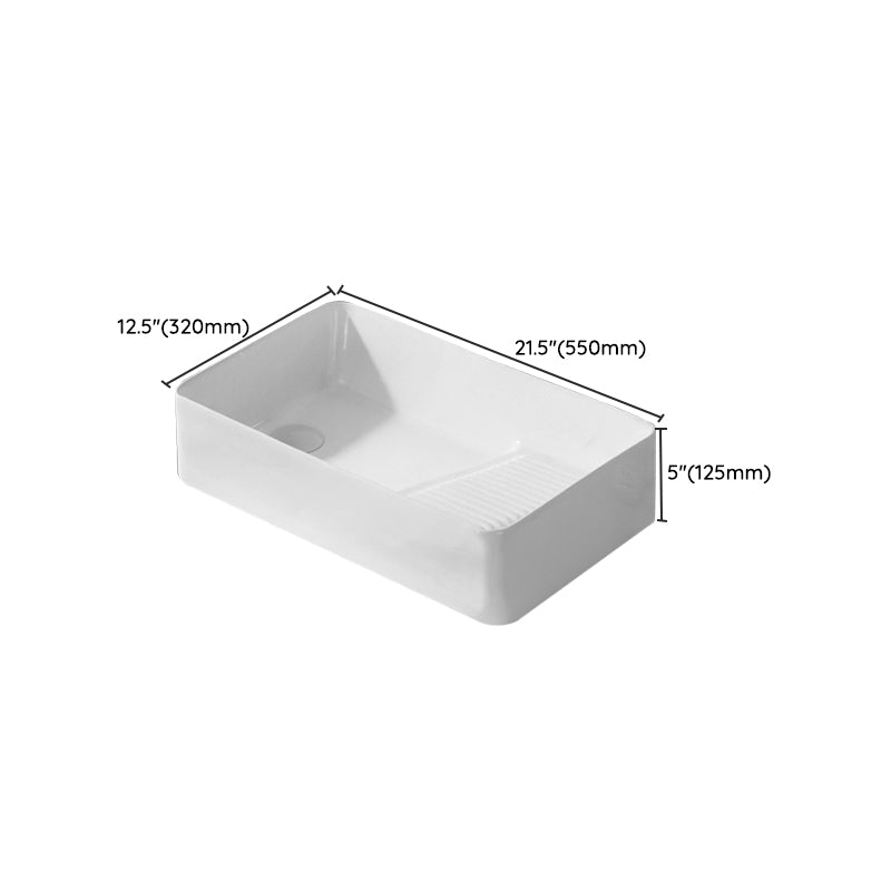 Traditional Vessel Bathroom Sink Rectangular Porcelain with Pop-Up Drain Vessel Clearhalo 'Bathroom Remodel & Bathroom Fixtures' 'Bathroom Sinks & Faucet Components' 'Bathroom Sinks' 'bathroom_sink' 'Home Improvement' 'home_improvement' 'home_improvement_bathroom_sink' 7133552