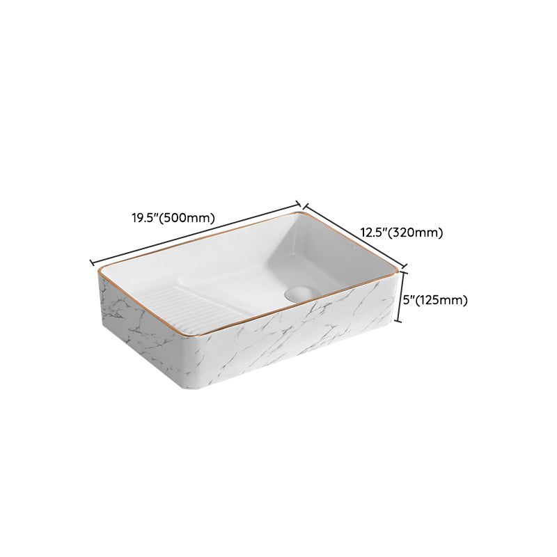 Traditional Vessel Bathroom Sink Rectangular Porcelain with Pop-Up Drain Vessel Clearhalo 'Bathroom Remodel & Bathroom Fixtures' 'Bathroom Sinks & Faucet Components' 'Bathroom Sinks' 'bathroom_sink' 'Home Improvement' 'home_improvement' 'home_improvement_bathroom_sink' 7133553