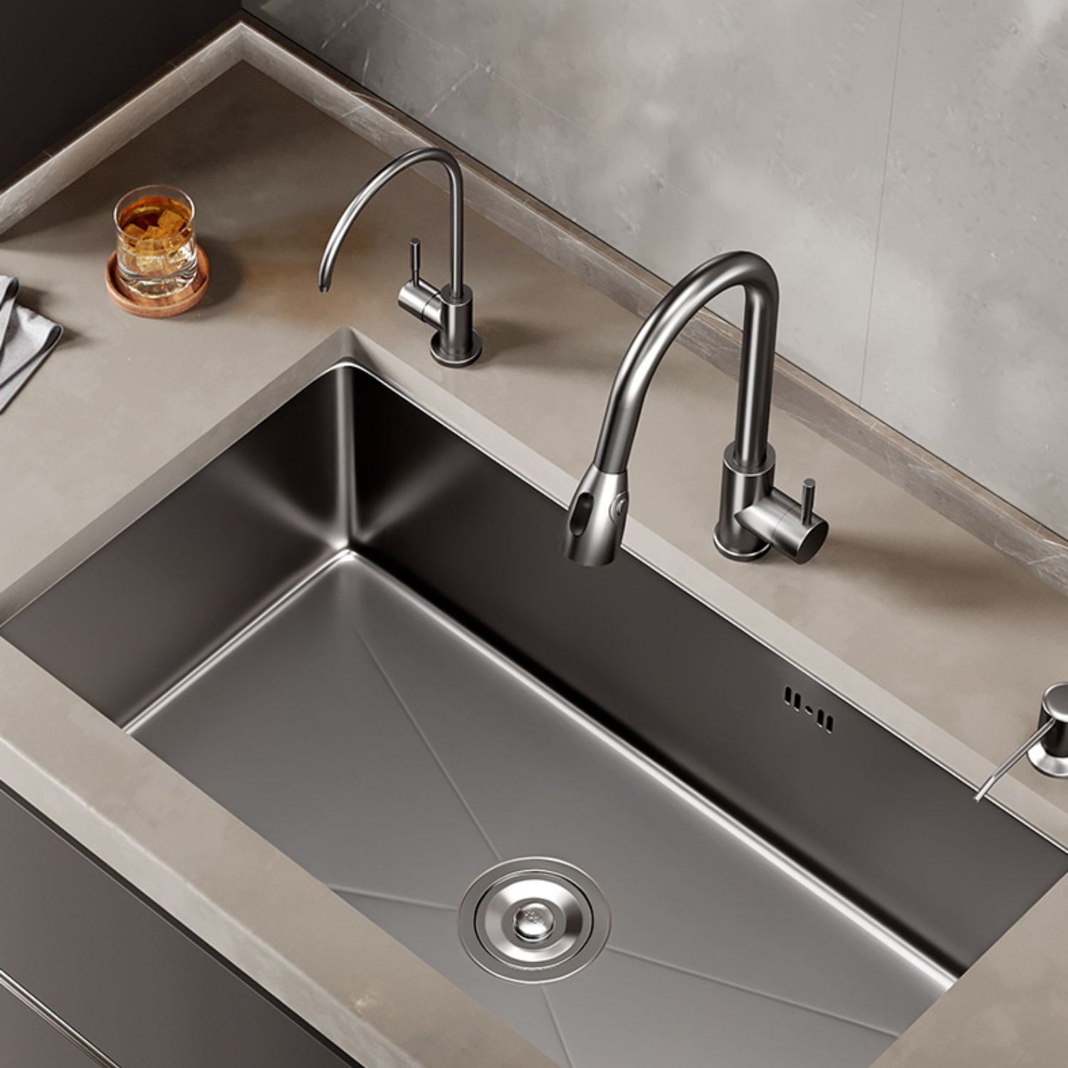 Kitchen Sink Noise-cancelling Design Modern Style Drop-In Kitchen Sink Clearhalo 'Home Improvement' 'home_improvement' 'home_improvement_kitchen_sinks' 'Kitchen Remodel & Kitchen Fixtures' 'Kitchen Sinks & Faucet Components' 'Kitchen Sinks' 'kitchen_sinks' 7133555
