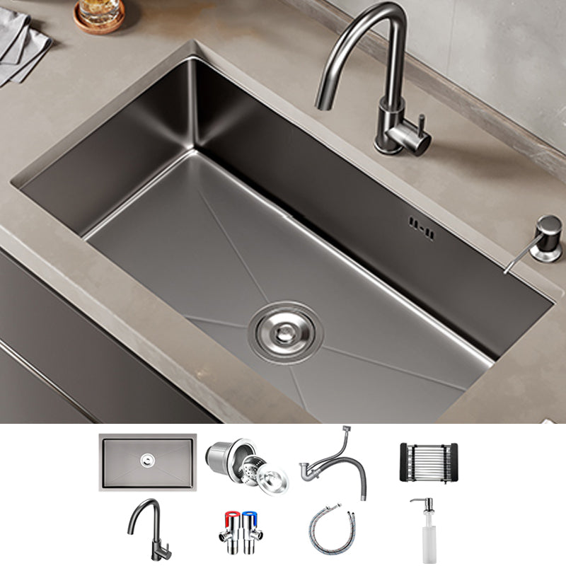Kitchen Sink Noise-cancelling Design Modern Style Drop-In Kitchen Sink Sink with Faucet Cold and Hot Tap Clearhalo 'Home Improvement' 'home_improvement' 'home_improvement_kitchen_sinks' 'Kitchen Remodel & Kitchen Fixtures' 'Kitchen Sinks & Faucet Components' 'Kitchen Sinks' 'kitchen_sinks' 7133557