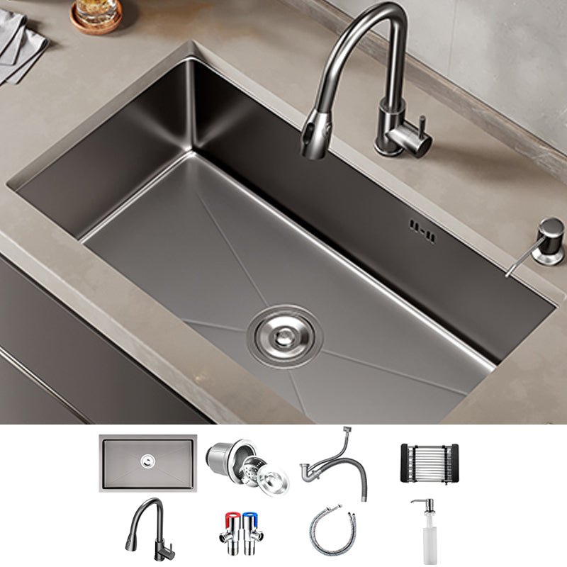 Kitchen Sink Noise-cancelling Design Modern Style Drop-In Kitchen Sink Sink with Faucet Pull Out Faucet Clearhalo 'Home Improvement' 'home_improvement' 'home_improvement_kitchen_sinks' 'Kitchen Remodel & Kitchen Fixtures' 'Kitchen Sinks & Faucet Components' 'Kitchen Sinks' 'kitchen_sinks' 7133559