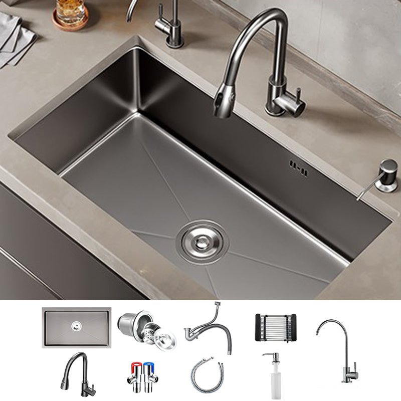 Kitchen Sink Noise-cancelling Design Modern Style Drop-In Kitchen Sink Sink with Faucet Pulling Faucet & Water Purification Faucet Clearhalo 'Home Improvement' 'home_improvement' 'home_improvement_kitchen_sinks' 'Kitchen Remodel & Kitchen Fixtures' 'Kitchen Sinks & Faucet Components' 'Kitchen Sinks' 'kitchen_sinks' 7133561