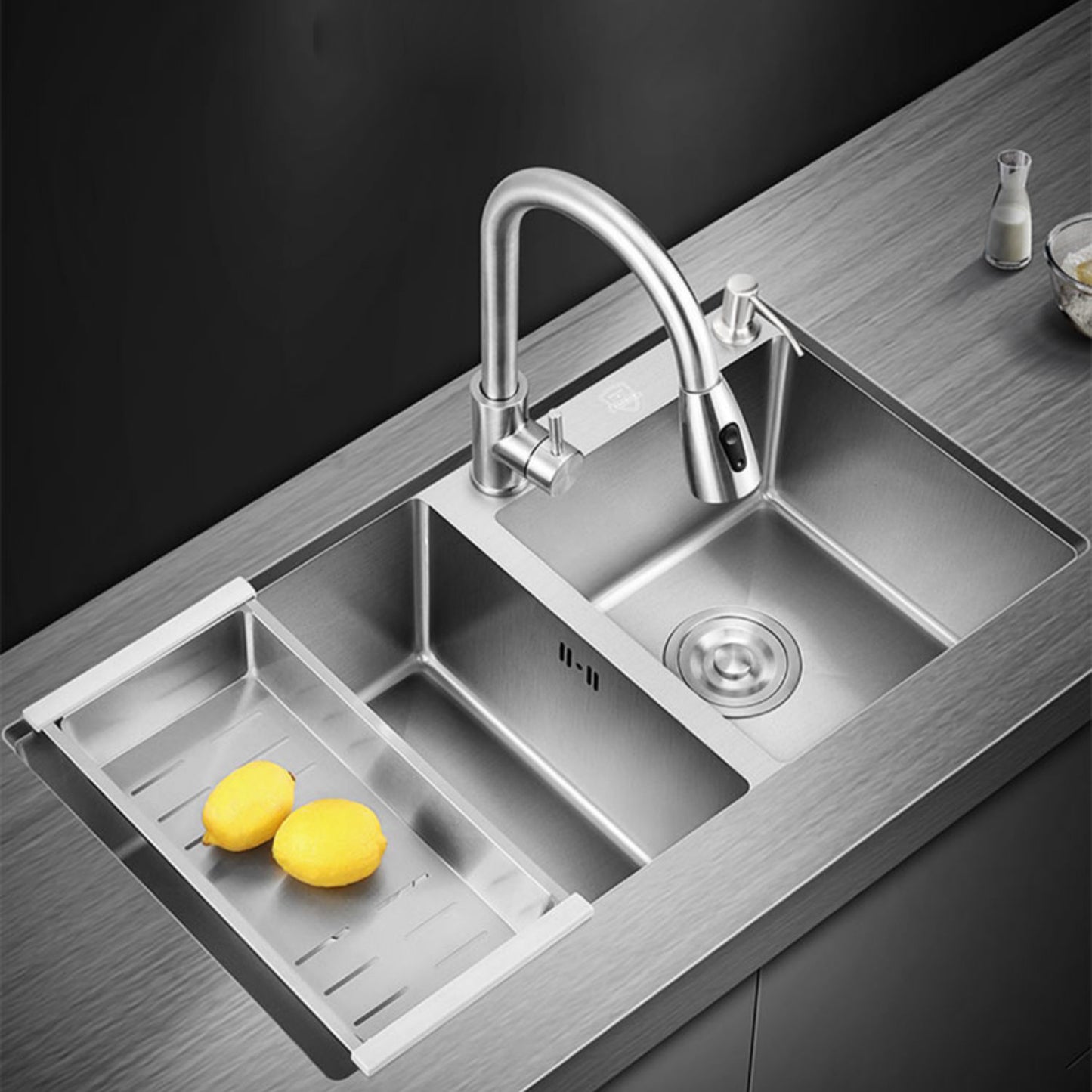Modern Style Kitchen Sink Overflow Hole Design Drop-In Kitchen Sink Clearhalo 'Home Improvement' 'home_improvement' 'home_improvement_kitchen_sinks' 'Kitchen Remodel & Kitchen Fixtures' 'Kitchen Sinks & Faucet Components' 'Kitchen Sinks' 'kitchen_sinks' 7134237