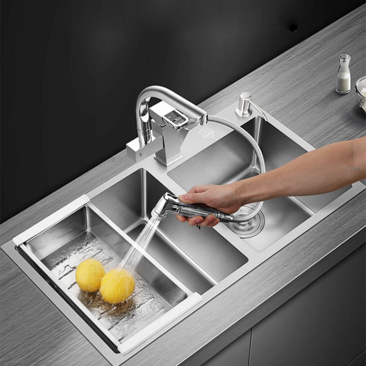 Modern Style Kitchen Sink Overflow Hole Design Drop-In Kitchen Sink Clearhalo 'Home Improvement' 'home_improvement' 'home_improvement_kitchen_sinks' 'Kitchen Remodel & Kitchen Fixtures' 'Kitchen Sinks & Faucet Components' 'Kitchen Sinks' 'kitchen_sinks' 7134239