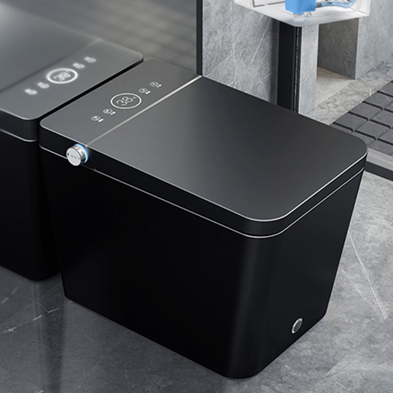 Modern Floor Mounted Flush Toilet Siphon Jet Urine Toilet with Heated Seat for Bathroom Black Clearhalo 'Bathroom Remodel & Bathroom Fixtures' 'Home Improvement' 'home_improvement' 'home_improvement_toilets' 'Toilets & Bidets' 'Toilets' 7139543