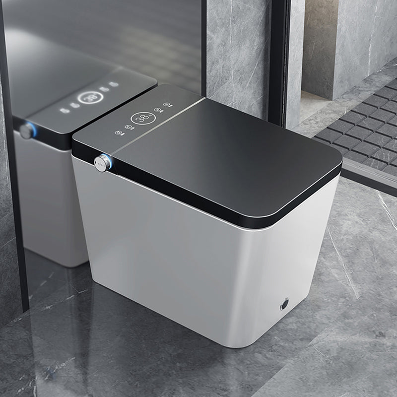 Modern Floor Mounted Flush Toilet Siphon Jet Urine Toilet with Heated Seat for Bathroom Black White 16" Clearhalo 'Bathroom Remodel & Bathroom Fixtures' 'Home Improvement' 'home_improvement' 'home_improvement_toilets' 'Toilets & Bidets' 'Toilets' 7139545