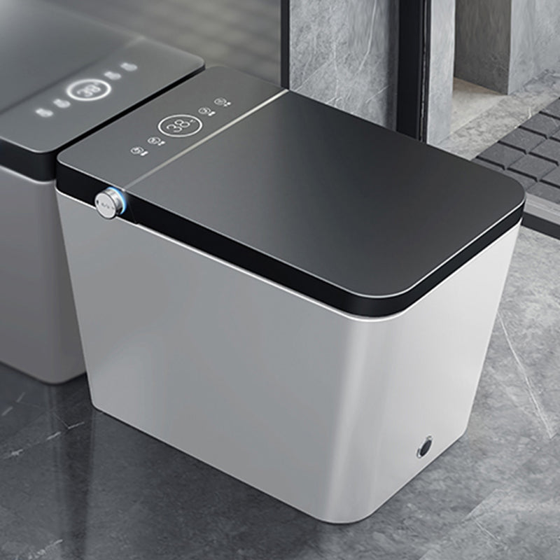 Modern Floor Mounted Flush Toilet Siphon Jet Urine Toilet with Heated Seat for Bathroom Black White Clearhalo 'Bathroom Remodel & Bathroom Fixtures' 'Home Improvement' 'home_improvement' 'home_improvement_toilets' 'Toilets & Bidets' 'Toilets' 7139546