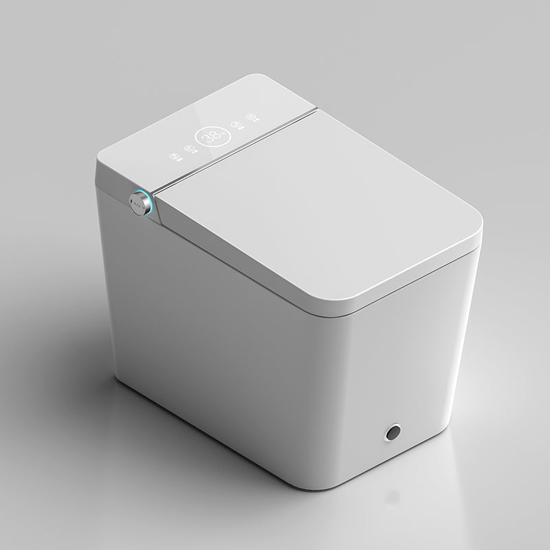 Modern Floor Mounted Flush Toilet Siphon Jet Urine Toilet with Heated Seat for Bathroom White 16" Clearhalo 'Bathroom Remodel & Bathroom Fixtures' 'Home Improvement' 'home_improvement' 'home_improvement_toilets' 'Toilets & Bidets' 'Toilets' 7139547