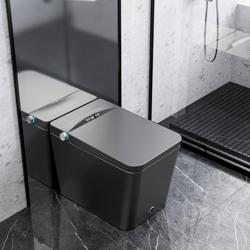 Modern Floor Mount Flush Toilet Heated Seat Included Toilet Bowl for Washroom Black 12" Clearhalo 'Bathroom Remodel & Bathroom Fixtures' 'Home Improvement' 'home_improvement' 'home_improvement_toilets' 'Toilets & Bidets' 'Toilets' 7139629